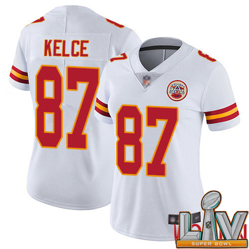 Super Bowl LV 2021 Women Kansas City Chiefs #87 Kelce Travis White Vapor Untouchable Limited Player Football Nike NFL Jersey->customized nfl jersey->Custom Jersey